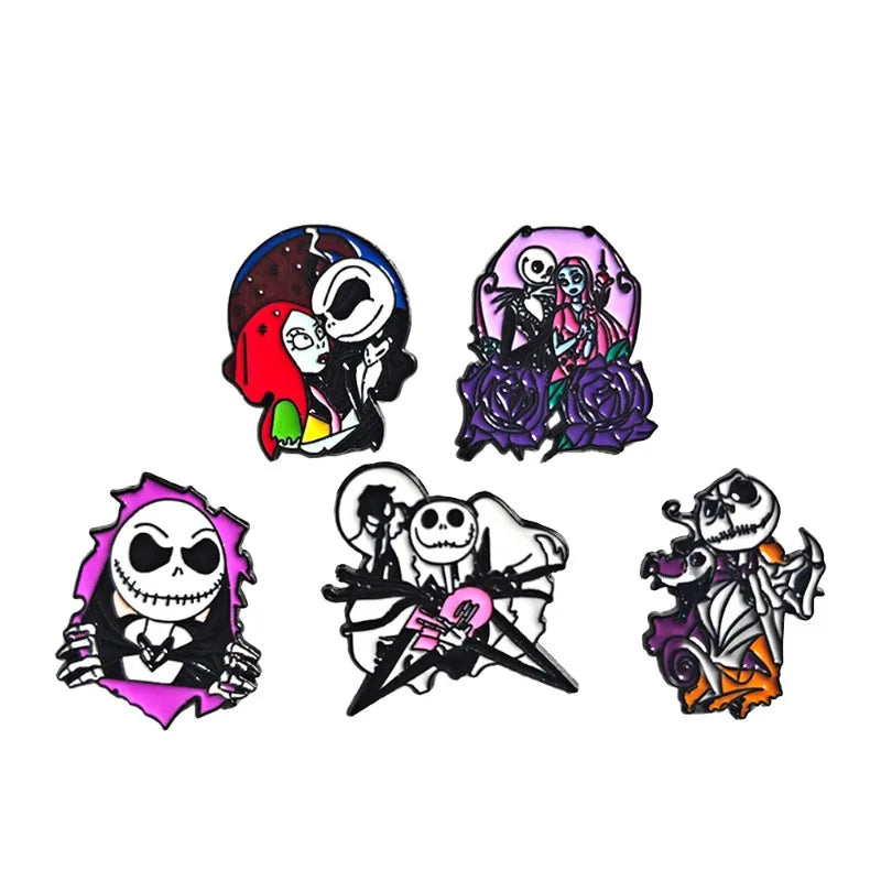 Halloween Badge Set 5pcs Cute Bizarre Horror Anime Brooches Pin Accessories Gift