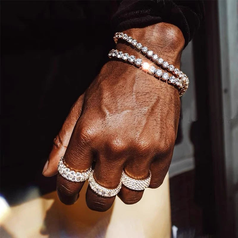 Men's Iced Out Cubic Zirconia Tennis Bracelet - Streetwear Jewelry