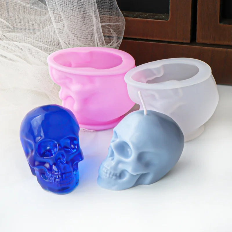 3D Human Skull Silicone Mold for Candle Making Halloween DIY Home Decor Gift