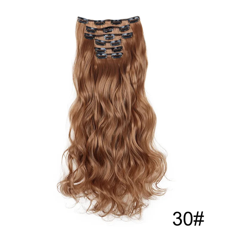 Long Curly Synthetic Hair Extensions 24 Inch Clip-In Hairpiece for Women