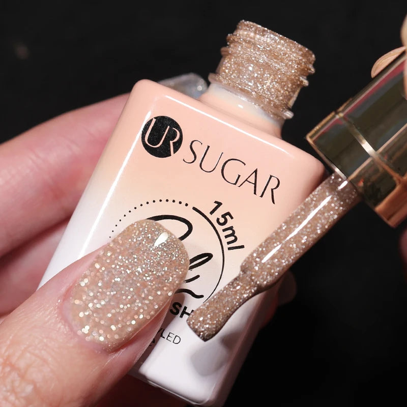 Reflective Glitter Gel Nail Polish - 15ml Semi-Permanent UV Varnish for Manicure Art