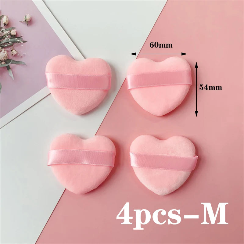 Heart-Shaped Velvet Makeup Puff Set - Soft, Skin-Friendly Cosmetic Sponges