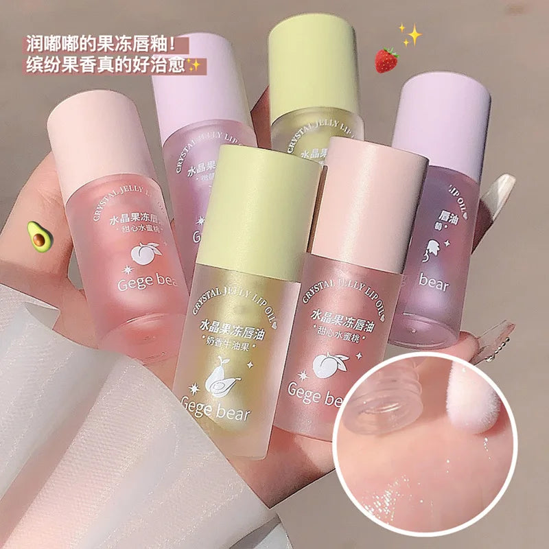 Hydrating Lip Oil with Sheer Pink Tint and Shimmer - Long Lasting Moisturizer & Primer