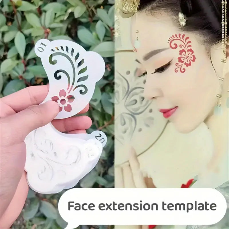Reusable Face Painting Stencils with Floral, Web, Heart Patterns - Washable & Durable Plastic Set