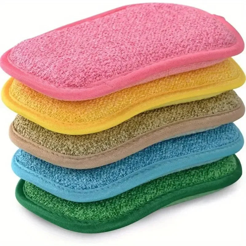 Non-Scratch Microfiber Dish Sponges Set - Kitchen Cleaning Scrub Pads