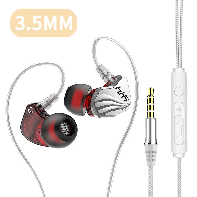 In-Ear Wired Headphones with Microphone 6D HIFI Heavy Bass for Gaming Music