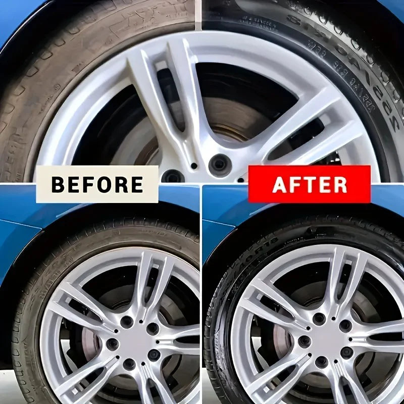 Black Glossy Car Tire Wax - Long-Lasting Tire & Plastic Interior Protectant