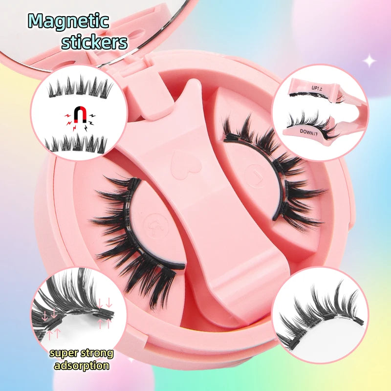 Anime-Style Magnetic False Eyelashes Reusable Waterproof No Glue Natural Design