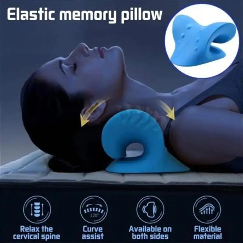 Neck and Shoulder Relaxer Cervical Traction Device with Remedial Pillow - Adjustable Support