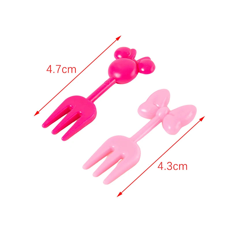 Mini Cartoon Fruit Forks - 10 Pack Reusable Plastic Childrens Snack & Dessert Utensils