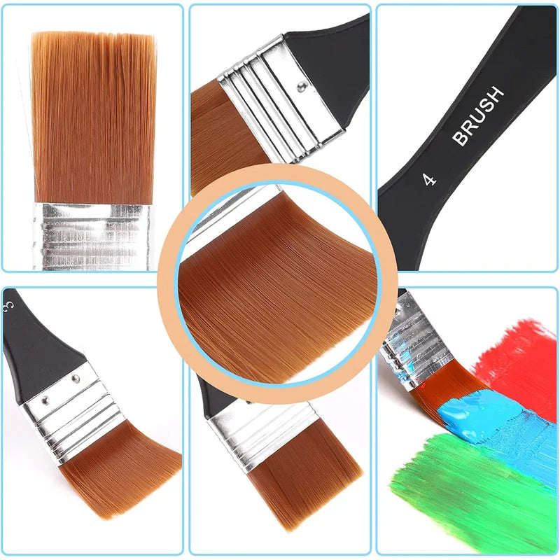 Flat Wide Paint Brush for Walls & Furniture - Anti-Shed Wooden Handle, Professional Craft Tool