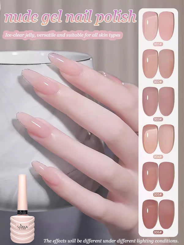 Nail Art Gel Polish Set - Nude Pink, Transparent & Popular Colors, 30 Pieces