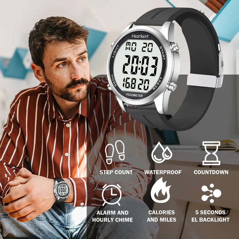 Digital Pedometer Sport Watch with Calories Step Counter Waterproof Fitness Tracker