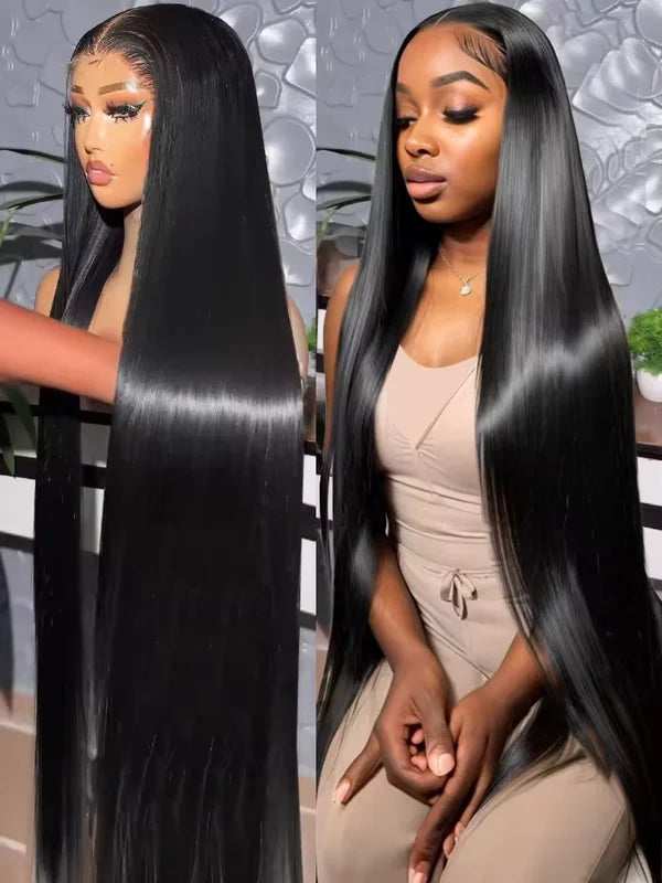 HD Transparent Lace Front Wig - Brazilian Straight Human Hair 250% Full Density Pre-Plucked Natural Hairline for Women