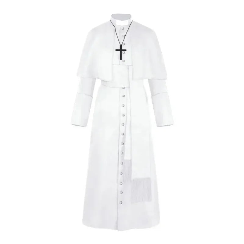 Medieval Priest Costume for Halloween Cosplay Solid Color Spiritually Inspired Party Outfit
