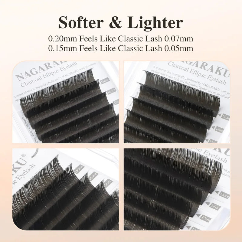 Flat Ellipse Eyelash Extensions - Soft, Natural, Split Tips for Lash Artists
