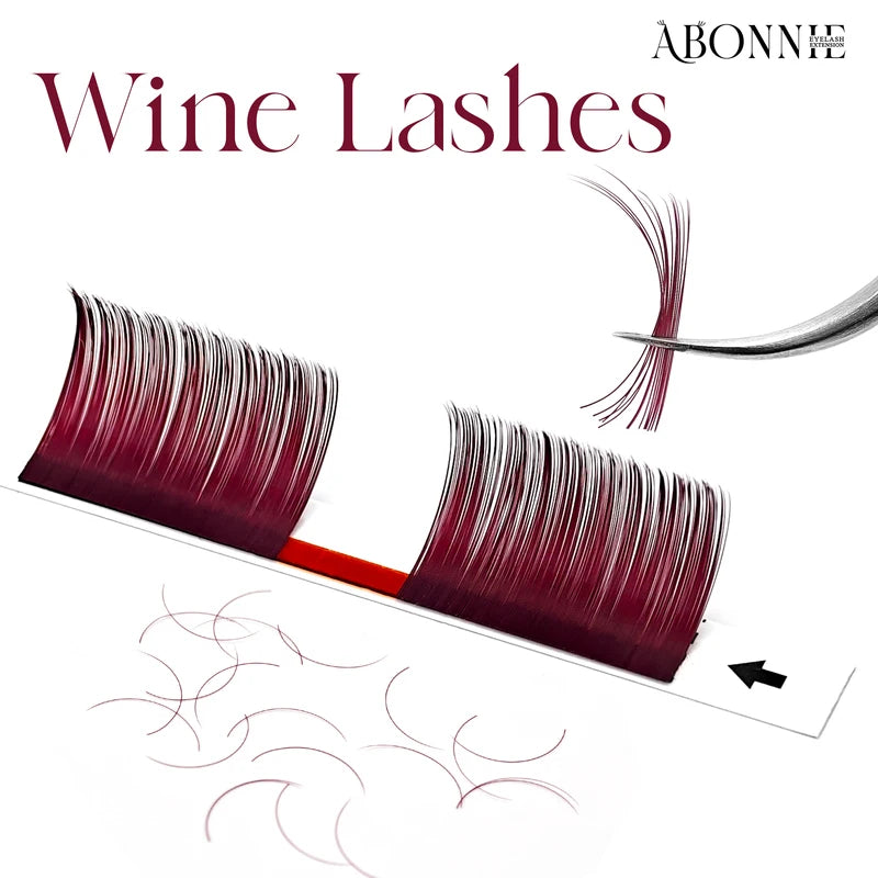 Abonnie Volume Red Colored False Eyelash Extensions - Fluffy, Classic Lash Sets