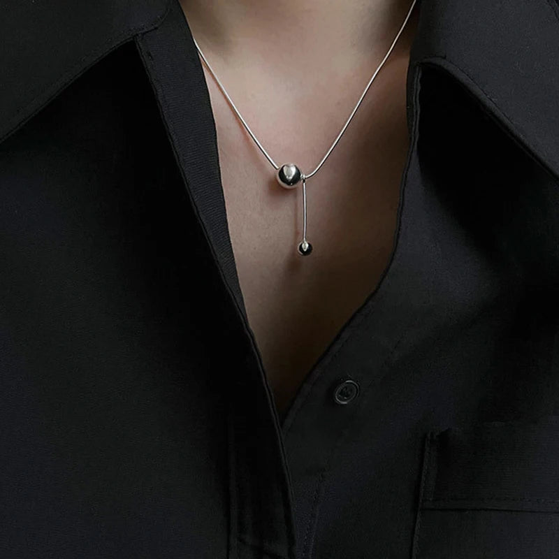 Sterling Silver Line Necklace for Women Girls Fashion Jewelry Birthday Gift