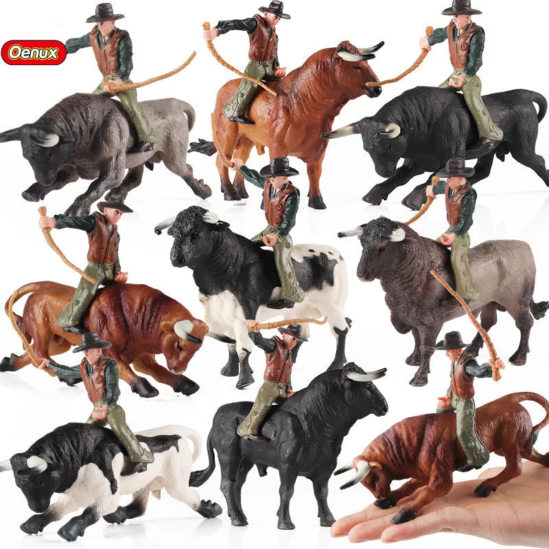 Farm Animal Action Figures Set - Cow, Calf, Bull, OX PVC Toy Collection for Kids