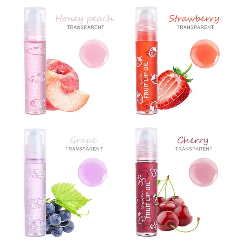Hydrating Lip Oil Set - 4PCS Fruit Lip Gloss for Plumping & Softening Lips