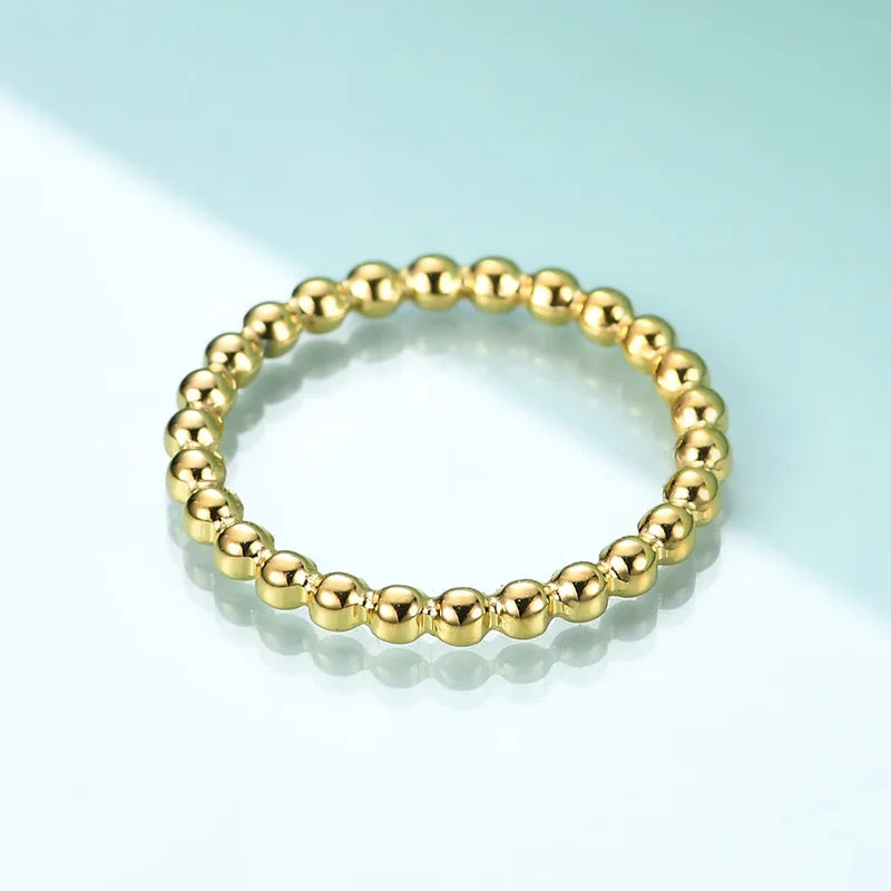 Water Ripple Beaded Ring for Women - Minimalist Stainless Steel Jewelry Gift