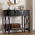 39-Inch Narrow Console Table with Drawers and Cabinets for Entryway and Living Room