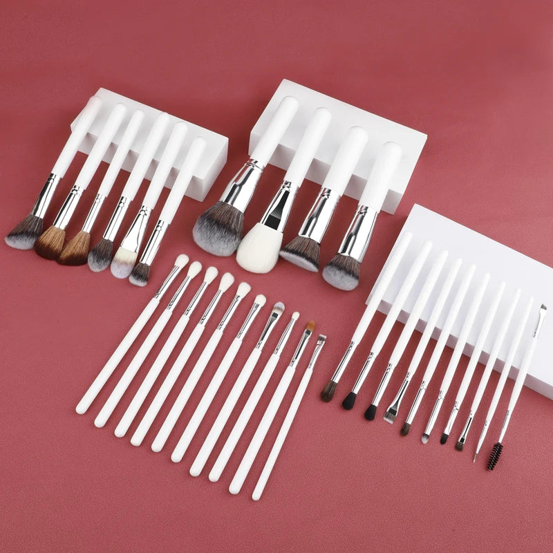 30Pcs Makeup Brush Set Professional Eye Contour Blending Brushes White Handle