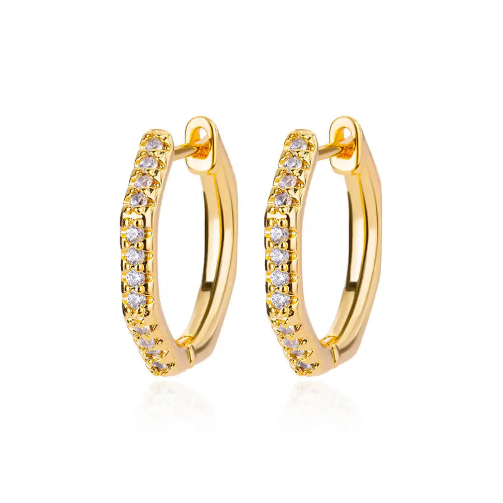 Polygon Zirconia Earrings for Women Stainless Steel Hoop Jewelry Trend 2024