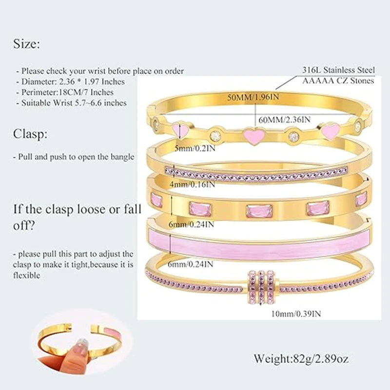 Stackable Gold Color Bangle Bracelet Set for Women - 18K Gold Plated Jewelry
