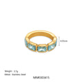 Large Blue Glass Finger Rings for Women - Minimalist Zirconia Jewelry Set