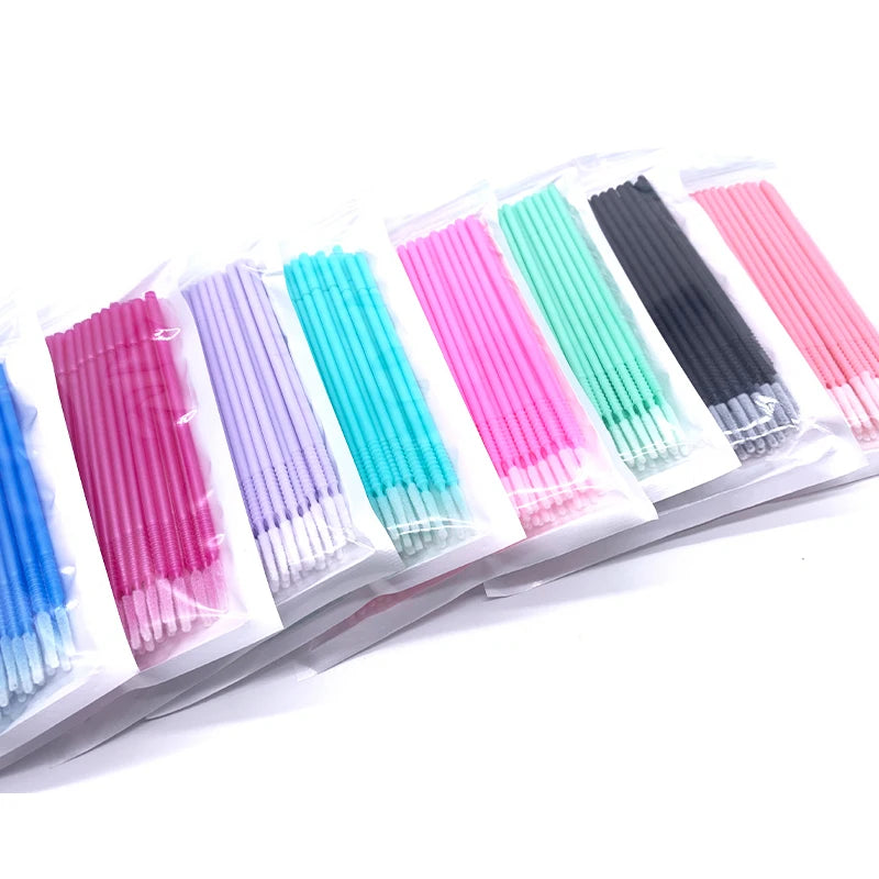 Long Head Bendable Micro Brushes for Lash Extensions & Eyelash Glue Cleaning