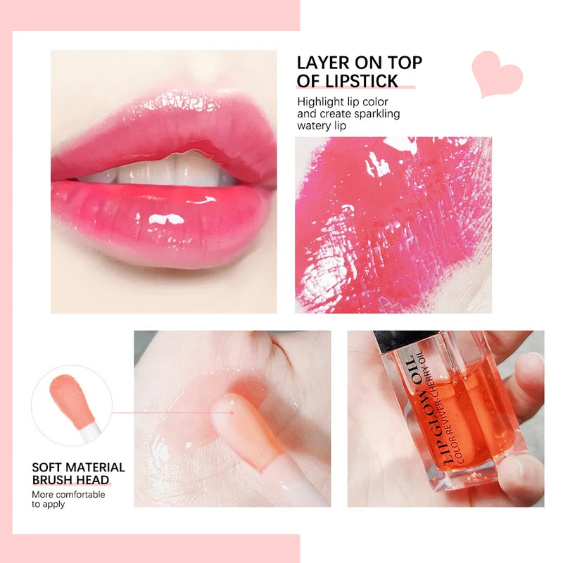 Crystal Jelly Lip Oil - Hydrating Plumping Tinted Lip Gloss & Glossy Lip Glow