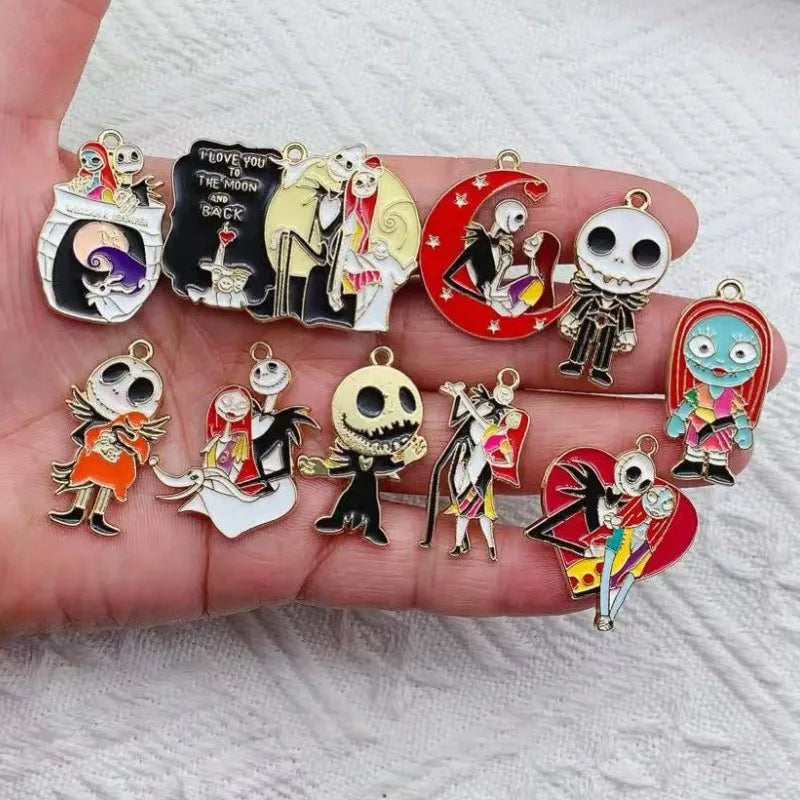 10 Pcs Cartoon Halloween Charm Pendants for DIY Jewelry Making Enamel Craft Supplies