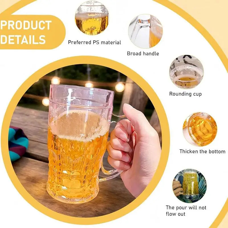 Fake Beer Mug 450ml Realistic Handle Prank Toy for Parties & Gags
