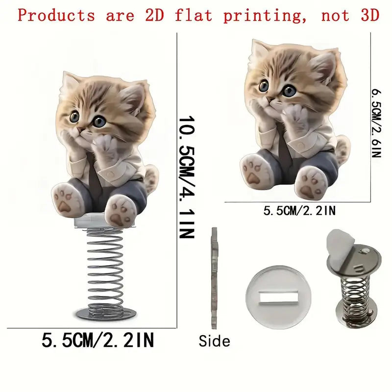 Cute Cat Bobble Dashboard Toy - 2D Shake Head Car Interior Decor