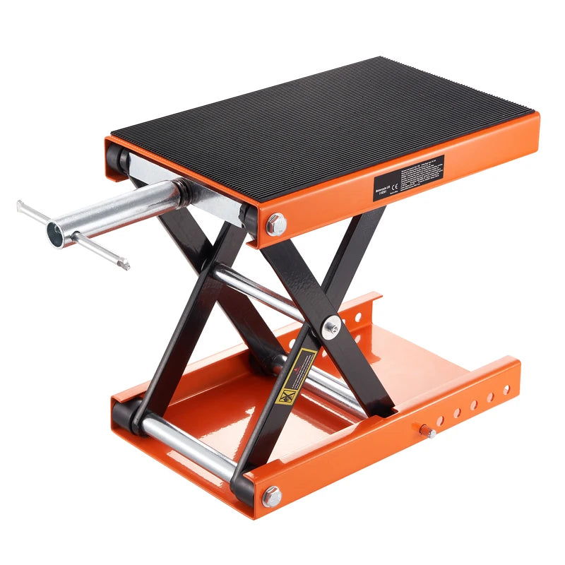 Motorcycle Lift Jack with Wide Deck & Safety Pin, 1100 lbs Capacity