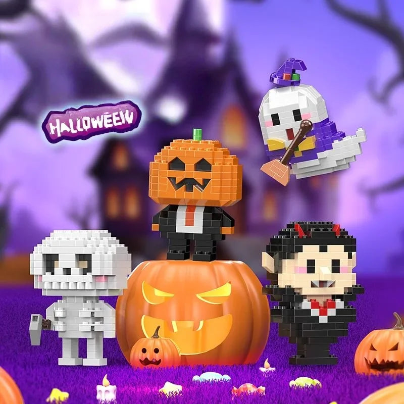 Halloween Pumpkin Mini Building Blocks Toy for Kids & Decoration