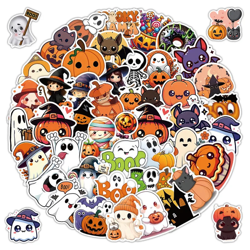 50-Piece Halloween Sticker Set - Decorative Decals for Notebooks & Phone Cases