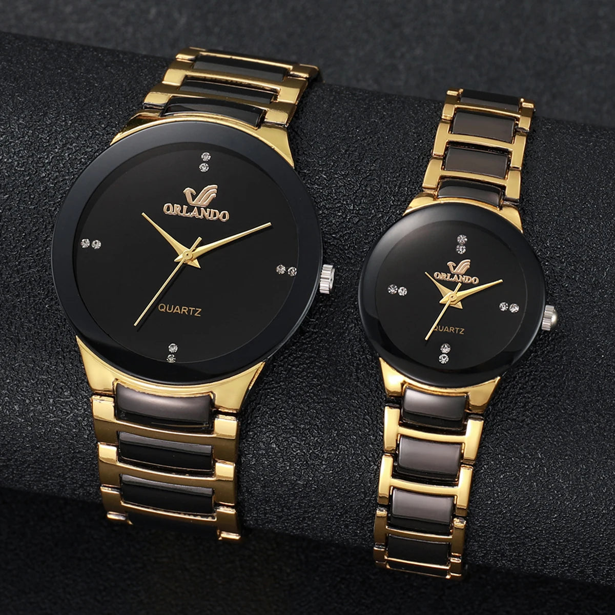 Couples' Analog Quartz Watches Set - Stainless Steel Band Men Women