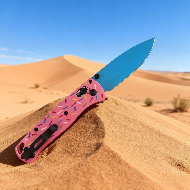 Donut Handle Folding Knife - Stainless Steel Blade Outdoor Gift for Men