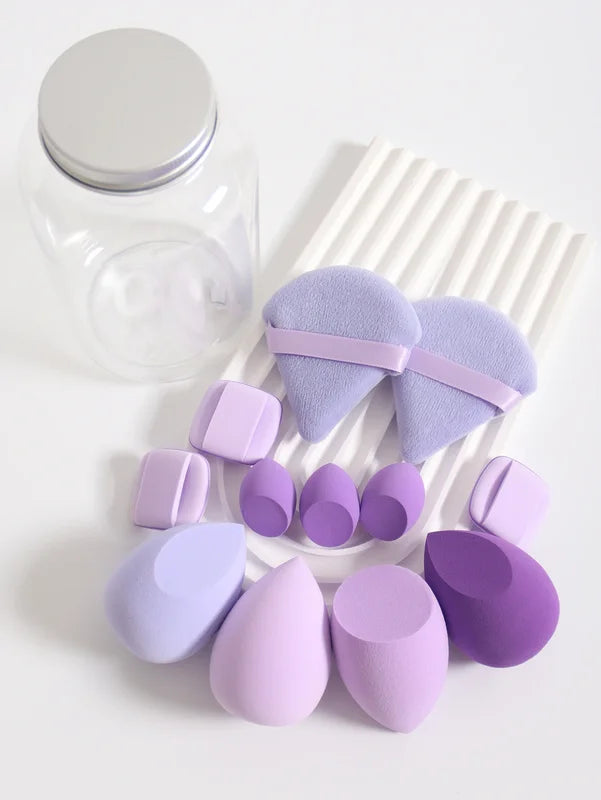 14pcs Makeup Sponge Set - Soft, Non-Latex, Dual-Use Powder Puff for Liquid & Powder Application