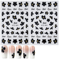 2pcs Black Flower Nail Stickers with Gold Beads - Easy Manicure Decor