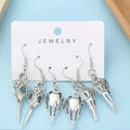 Gothic Bird Dead Crow Moon Earrings Set - Pentagram Skull Halloween Punk Jewelry for Women