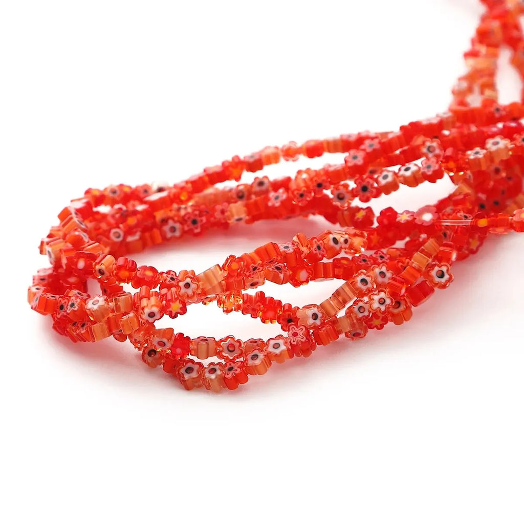 Flower-Shaped Glass Beads for Jewelry Making - 45 Pcs Handmade DIY Craft Supplies