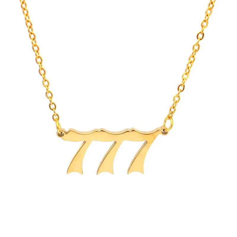 Statement Angel Number 7 Gold Pendant Necklace for Women Summer Fashion Jewelry