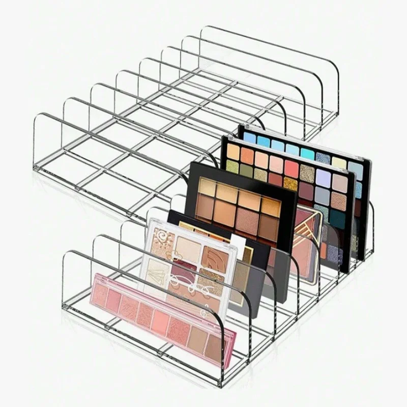 7-Compartment Transparent Makeup Organizer for Eyeshadow and Cosmetics