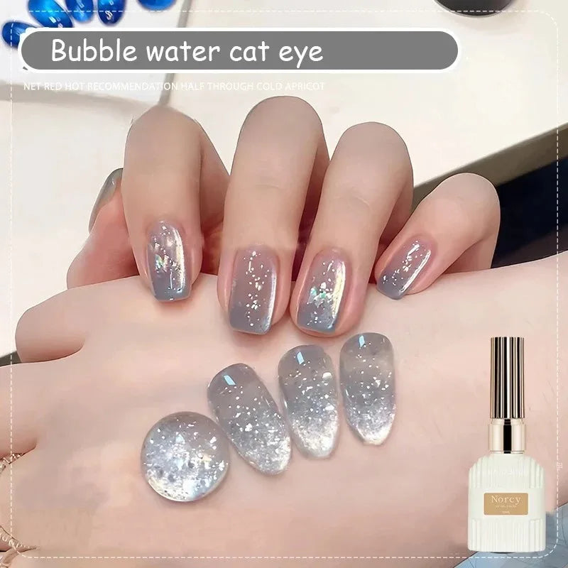 Sparkling Crystal Cat Eye Gel Nail Polish Bubble Water Effect 15ml - Summer Nail Art