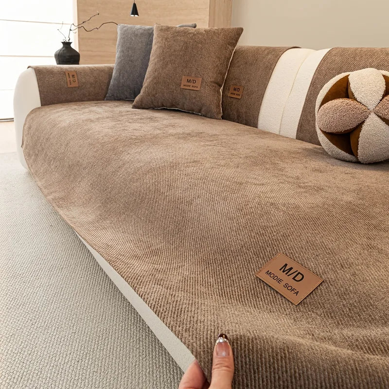 Universal Non-Slip Pet-Friendly Sofa Cover with Chenille Twill Fabric – All Sizes & Colors