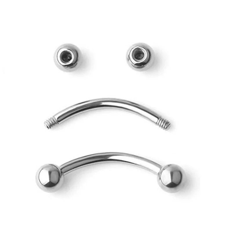 3PCS Body Jewelry Set Curved Barbell Lip Eyebrow Nipple Piercing Kit Men Women