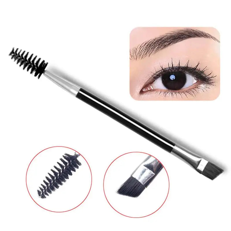 Double Ended Eyebrow and Eyelash Brush Set - Angled Brow & Spoolie